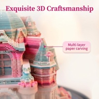 Lampe LED 5V à économie d'énergie en papier 3D sculpté à la main, motif château, avec couvercle anti-poussière en acrylique transparent, compatible ODM, respectueuse de l'environnement