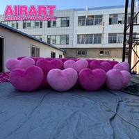 Housse de table DJ en forme de cœur gonflable en peluche pour scène musicale, ballon mural gonflable en forme de cœur pour la décoration de Noël et de festivals