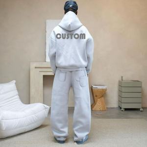 Customized 500 GSM 100% Cotton Baggy Fleece <b>Oversized</b> Hoodies <b>Jogger</b> Set Tracksuit for Men Breathable Fitness Hoodie Set - Product Image 4