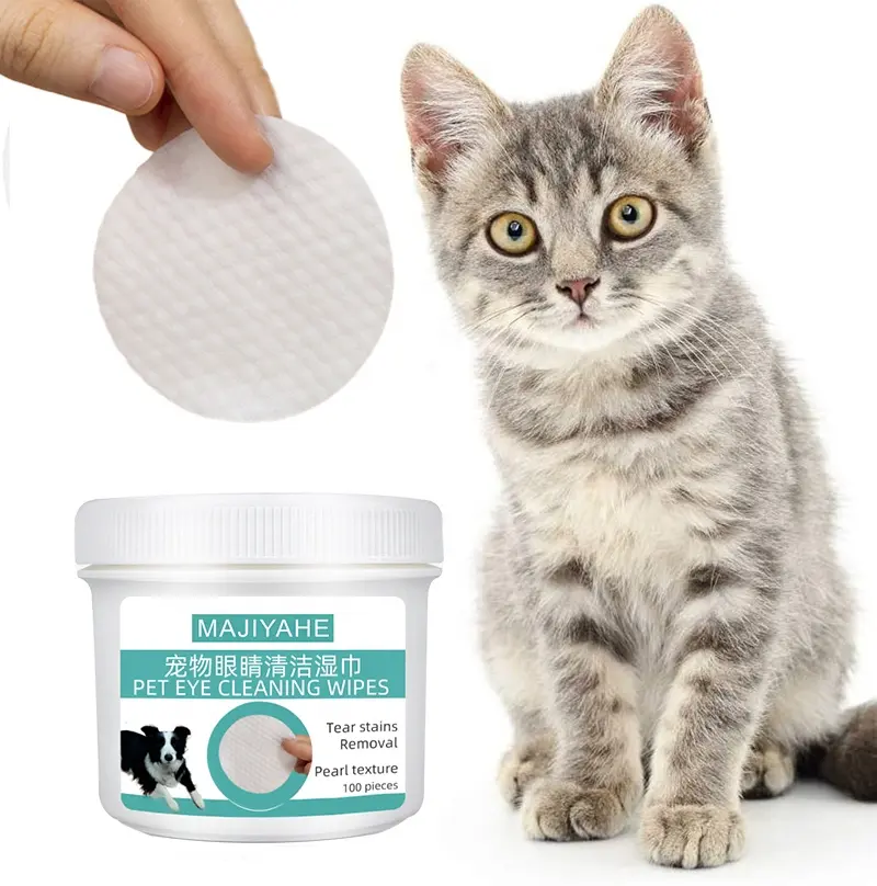 OEM 6cm Round Pet Eyes Wipes Tear Stain Cleansing Wipes Pet Paw Cleaner Tear Eye Stain Remover Cleaning Wet Pads