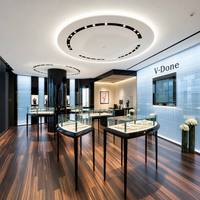 Comptoir de présentation de bijoux de luxe, vitrine en verre haut de gamme pour boutique, décoration intérieure de magasin de détail