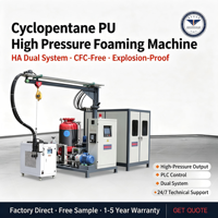Machine à mousser le cyclopentane contrôlée par PLC, directement de l'usine, avec roulement de moteur |   Mousses de polyuréthane |   Certifié CE/ATEX/RoHS |   Global