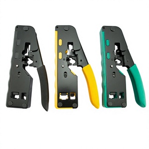 <b>Wire</b> Crimper 6P 8P Cat7 Cat6a Front Entry Steel Industrial <b>Crimping</b> <b>Tool</b> With Soft Grip Handle - Product Image 2