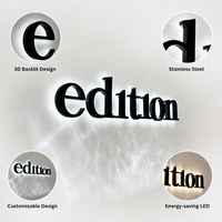 Enseigne lumineuse 3D en acrylique et acier inoxydable avec logo personnalisé pour bureau, mur, école, bâtiment