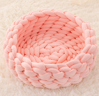 Nid de chat pour animaux de compagnie de couleur macaron tissé à la main, lavable en machine, lavable à l'eau bricolage bras lit pour chien en tissu grossier