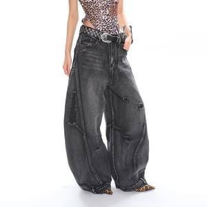 American Retro Vintage Design High Street Denim Scimitar Jeans for <b>Men</b> Women 2026 Winter Light Loose Straight <b>Pants</b> - Product Image 6