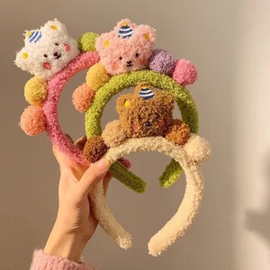 Bear <b>Headband</b> Plush High Crown For Women Face Washing Cute <b>Fluffy</b> Hairband Fall 2024 Color Mix Yiwu Origin - Product Image 2