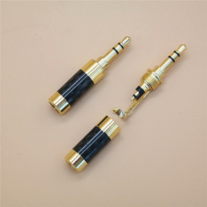 Carbon Fiber Gold Plated 3.5mm Headphone Plug With Clip Straight Male Connector For MP3 Headphones - Product Image 1