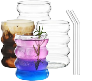 Ripple Design Borosilicate Glass <b>Infusion</b> Water <b>Bottle</b> with Tea Filter Lid & Straw Reusable Beverage Tumbler Wholesale Factory - Product Image 1