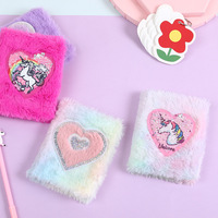GF Neue Trends Neuartiges Einhorn-Cover A6 Kinder-Notizbuch Schreibblock Personalisiertes Cartoon-Design Süße Geschenke Kleines Taschen-Plüsch-Notizbuch