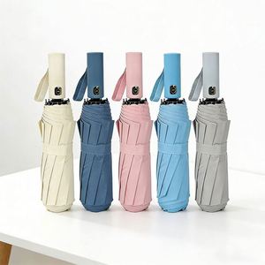 Échantillon gratuit, logo personnalisé, parapluie promotionnel de voyage, 3 plis, pongee, pliable, imperméable, coupe-vent, parapluie automatique avec impression de logo - Product Image 3
