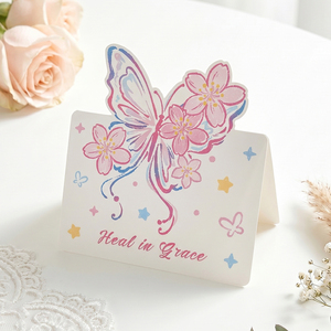 Biglietto d'auguri floreale con farfalle disegnate a mano, ispirato ad Instagram, con messaggio artistico di benedizione in inglese sofisticato (Bianco) - Product Image 6