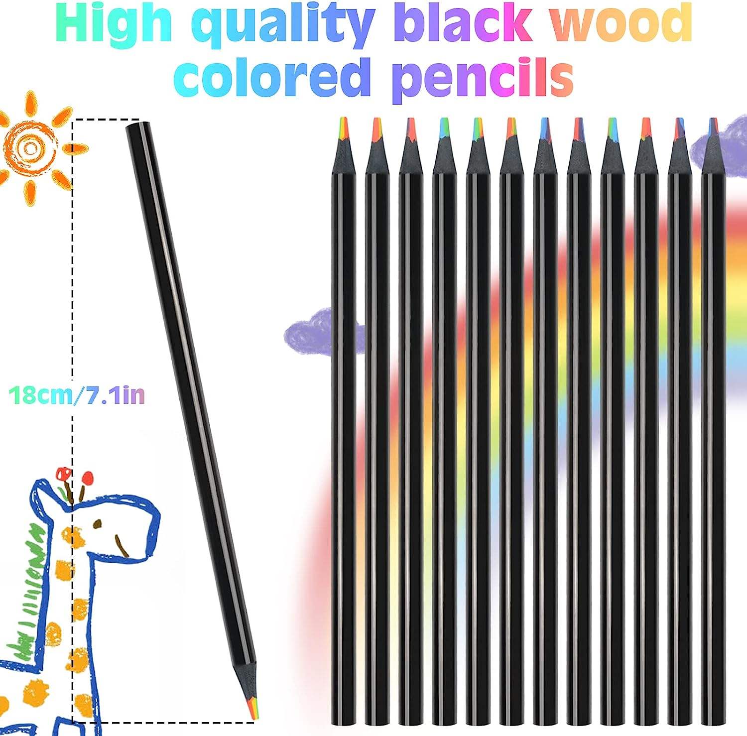 Matite Arcobaleno 4 In 1 - 30 Pezzi Per Disegno E Colorazione Per Bambini E Adulti - Foto 9