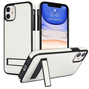 เคสโทรศัพท์แบบมีขาตั้ง สำหรับ iPhone X/XR/Xsmax/11/12 <span class=keywords><strong>Mini</strong></span>/13/14/15/16E/17 รองรับการชาร์จไร้สาย วัสดุ PU - Product Image 2