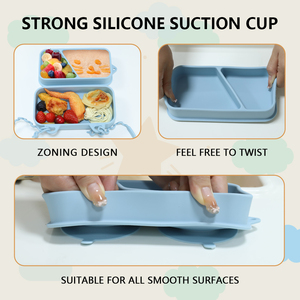 <span class=keywords><strong>Assiette</strong></span> à manger portable en silicone pour bébé avec couvercle ensemble cuillère <span class=keywords><strong>et</strong></span> fourchette pour alimentation boîtes à bento boîte à lunch en silicone - Product Image 6