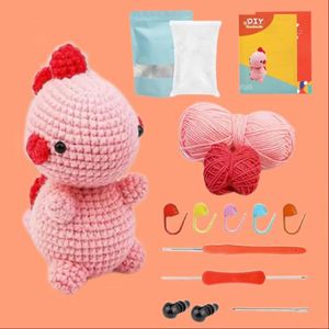 <span class=keywords><strong>Kit</strong></span> de crochet en vente chaude pour filles, DIY, adorable dinosaure rose, ensemble de crochets à crochet avec fil, vente en gros, poupée au crochet, jouet de <span class=keywords><strong>couture</strong></span> et de tissage - Product Image 1