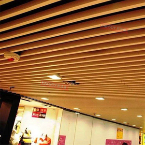 Controsoffitto in legno a strisce di metallo per controsoffitto in alluminio e soffitto lineare Design controsoffitto per Hall Mall Shop cucina - Product Image 4