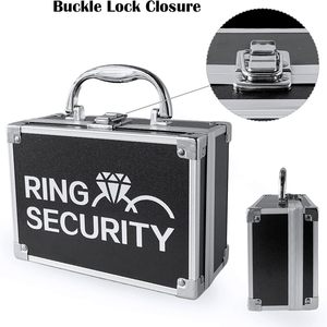 Valigetta di Sicurezza per Anelli con Supporto Imbottito, Custodia Portatile con Fibbia per Anelli da Matrimonio, Scatola per Proposte e Cerimonie - Product Image 5