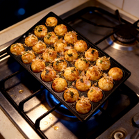 Poêle à takoyaki à fond plat 28 trous, antiadhésive, en aluminium, pour faire des œufs, des galettes, des crêpes, plateau de cuisson universel pour cuisinière à induction et à gaz