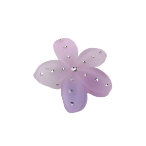 Pince à cheveux fleur de frangipanier en strass givré 8 cm - Product Image 1