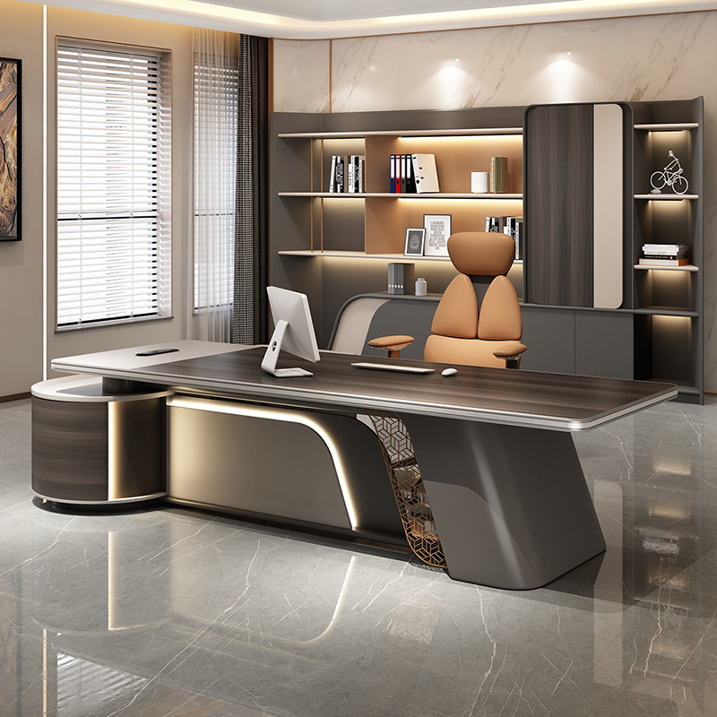 Luxury Modern Office Table High-End Design Executive L-Shaped CEO Boss Desk For Home Or Commercial UseWholesale