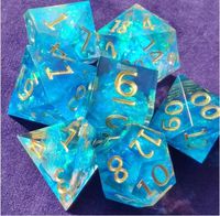 Ensemble de dés en résine polyédriques sculptés de luxe - 5*7 DND RPG pour jeux de rôle de table D4 D6 D8 D10 D% D12 D20 Tendance Populaire