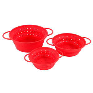 2024 <strong>Silicone</strong> Round Retractable <strong>Silicone</strong> Foldable Filter Strainer Kitchen 3 Capacity Drain Basket - Product Image 2