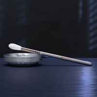 Ensemble de 2 pinceaux de maquillage de luxe en poils de chèvre, personnalisés en usine, avec pinceau à raser pour fard à paupières, anticernes et mascara