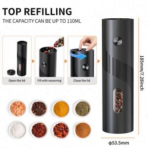 Automatic Stainless Steel Salt & <b>Pepper</b> <b>Grinder</b> Set Battery Operated Adjustable Coarseness LED Light 120ml Capacity Eco-Friendly - Product Image 4