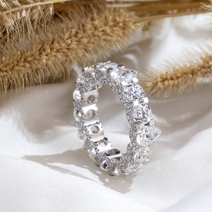Bague de mariage Messi Jewelry MSR-2087 en or 10 carats, forme poire ronde, diamant éternité, diamant de laboratoire - Product Image 4