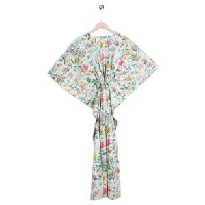 ชุดคาฟตันผ้าฝ้ายแท้ 100% สำหรับผู้หญิง ลายพิมพ์อินเดียแบบทอธรรมชาติ สไตล์หลวมๆ ใส่สบายๆ ในฤดูร้อน เหมาะสำหรับพักผ่อนในฤดูใบไม้ผลิ - Product Image 5