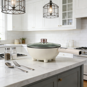 Многофункциональная домашняя электрическая сковорода-вентилятор с антипригарным покрытием, портативная кастрюля для приготовления пищи с пароваркой - Product Image 1