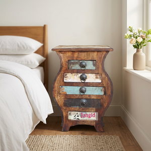 Vintage Reclaimed Wooden Nightstands <b>Table</b> <b>Bedside</b> 5 Drawers <b>Table</b> Handmade For Living Room Hotel Room Factory Cheap Price - Product Image 3