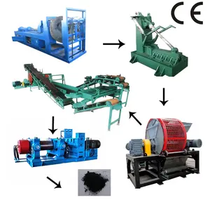 Waste Tire Line Shredder Fully Automatic Tyre Recycling Machine On Line Tyre Shredding And Recycle Production Line