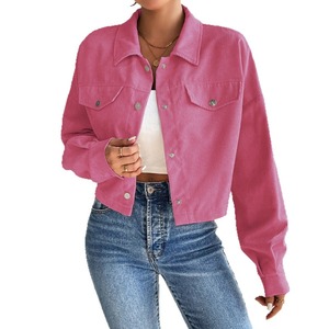 Nouvelle <span class=keywords><strong>Veste</strong></span> Courte en <span class=keywords><strong>Velours</strong></span> Côtelé à Col Polo pour <span class=keywords><strong>Femme</strong></span>, Collection Automne Hiver 2026, Style Western Chic, Épaules Tombantes, Manteau Décontracté, Vêtement d'Extérieur, Vente en Gros - Product Image 6