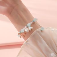 Bracelets à breloques en forme de nœud papillon plaqués or au design kawaii, promotion, couleur printemps fantaisie, perles acryliques en forme de tulipe, bracelets pour adolescentes
