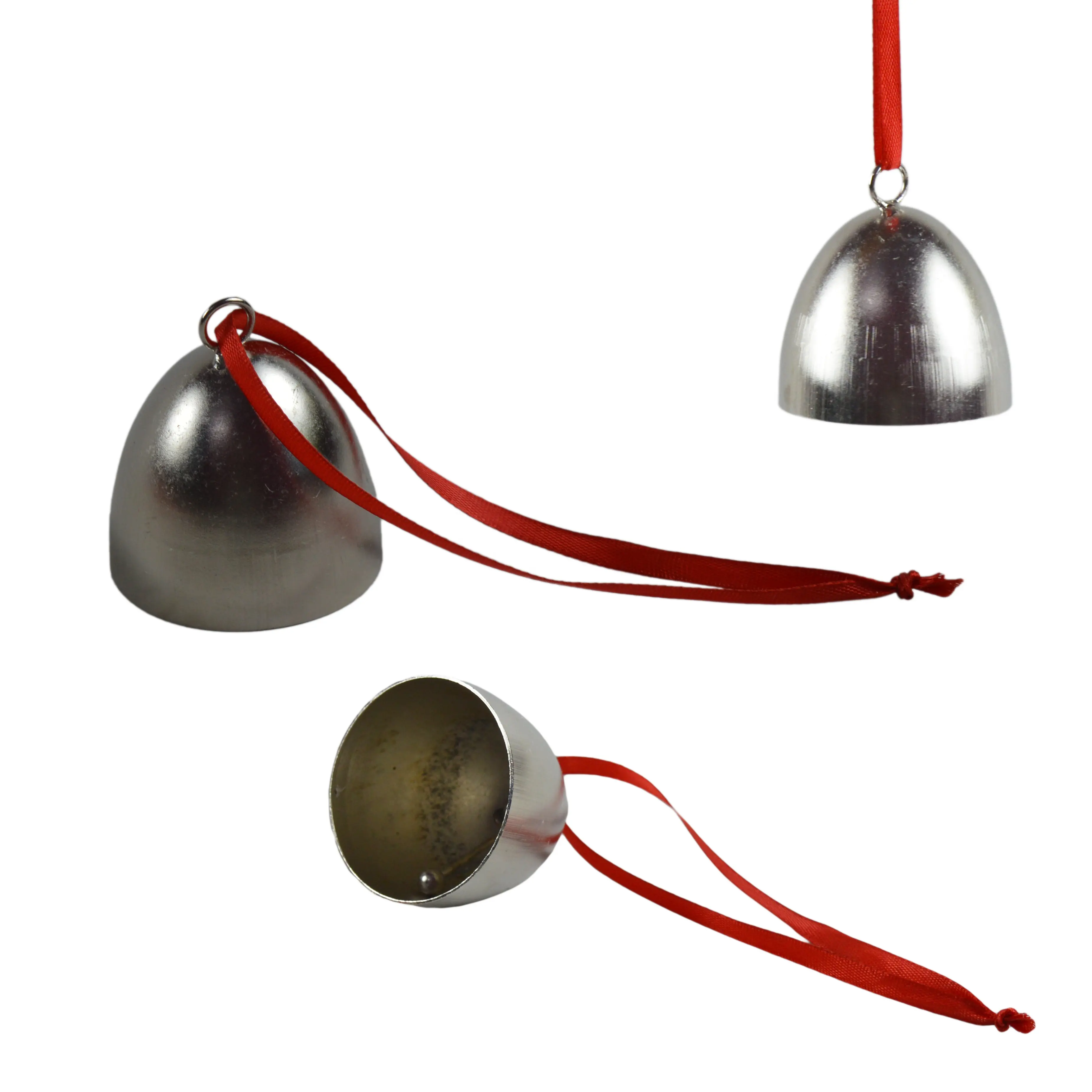 Campana colgante de diseño de acabado Chapado en plata brillante para Navidad, decoración para el hogar y fiesta, diseño de adorno de Metal