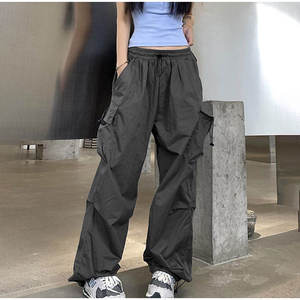 <span class=keywords><strong>Pantalon</strong></span> Cargo Décontracté <span class=keywords><strong>Femme</strong></span> Style Streetwear à Cordon de Serrage Ample Jambes Larges Droit Mode Oversize Jogging - Product Image 3