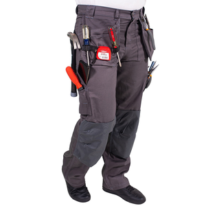 Pantalon de travail cargo industriel pour <span class=keywords><strong>homme</strong></span> en toile droite avec genouillères et poches Gris kaki Pantalon de randonnée robuste - Product Image 5