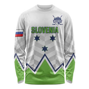 Vente en gros de chemise de hockey à manches longues drapeau national de la Slovénie Original maillot d'entraînement à motif imprimé personnalisé t-shirts à manches longues - Product Image 1