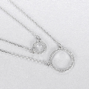 Collier pour femme en argent sterling S925, collier pendentif rond coloré à double couche en deux parties, bijoux exquis - Product Image 5