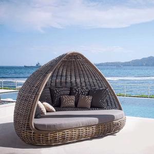 Luxe Outdoor Rotan Ligbed Met Luifel Uv-Bestendig Aluminium Lounge <span class=keywords><strong>Bed</strong></span> Voor Balkon Terras Hotel Beach Resorts Villa Patio - Product Image 3