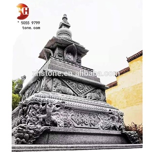 Escultura de Pagoda y Torre de Piedra de Granito Natural, Estilo Budista Tibetano Antiguo, para Jardín - Product Image 2