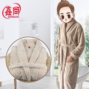 Peignoir en polaire corail pour adulte, unisexe, épais, absorbant, anti-peluchage, vêtement d'intérieur automne-hiver avec poches et ceinture - Product Image 4