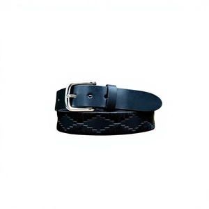 Ceintures en cuir noir poli finition naturelle avec boucle en laiton, impression de logo personnalisée, accessoires pour hommes, ceinture Polo tendance, dernière collection - Product Image 1