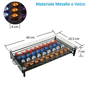 Tiroir de rangement pour dosettes de café, support en métal et verre pour 40 capsules, pour machine à café avec pieds - Product Image 2