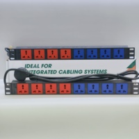 Unité de distribution d'énergie universelle à 8 ports en alliage d'aluminium PDU Rack Mount 1U 19 pouces 8 Way Cabinet Sockets