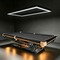 Table de billard intérieure de luxe commerciale populaire de 9 pieds avec poches en cuir véritable, cadre en acier robuste et plateau en ardoise pour clubs