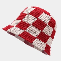 Printemps été fait à la main Plaid seau chapeaux Crochet femmes doux soleil plage chapeaux à carreaux tricoté pêcheur casquette chapeau