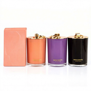 Scented <b>Candle</b> Jar Set Cylinder Home Decoration Customized Fragrance Colorful Glass Container with Gold Lid - Product Image 1